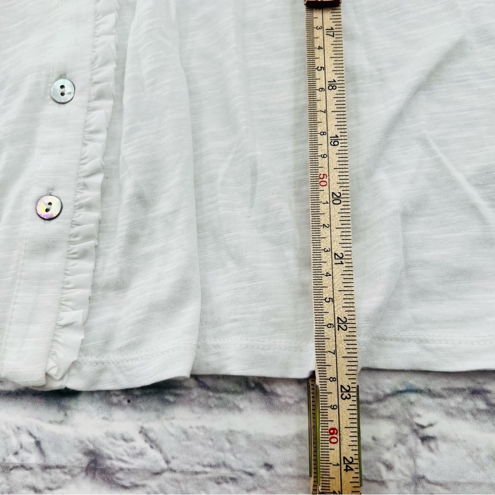 Lands' End Women's White Button-Up Knit Blouse Short Sleeve Small 6/8 Loose - Picture 6 of 8